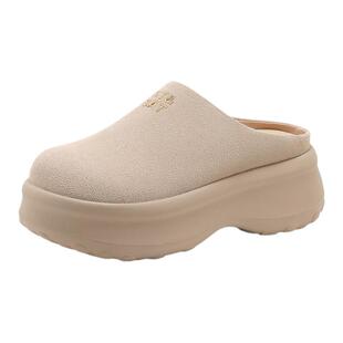 St&Sat/星期六春秋牛反绒勃肯鞋厚底增高包头半拖鞋女SSD2110CPE