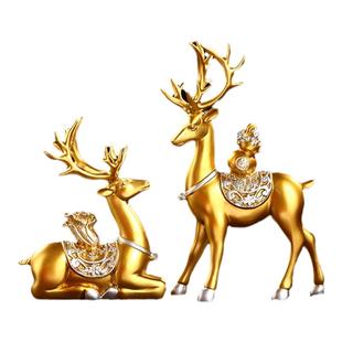 创意招财鹿摆件客厅酒柜玄关家居摆设电视柜福鹿装饰新房乔迁礼物