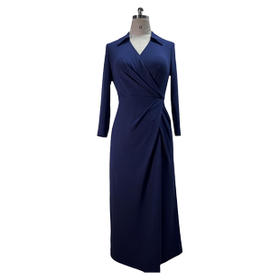 LILIAN ZHANG—自然意境—优雅绽放 褶饰针织连衣裙女 2301001