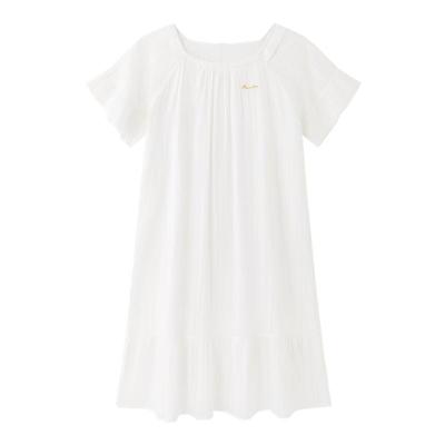 【代言人赵丽颖推荐】全棉时代女士提花单层纱家居裙连衣裙睡衣睡