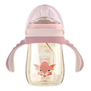 胖孩儿三段式奶瓶新款15度工学ppsu弧形300毫升防胀气母乳吸管式