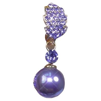 轻奢紫色满钻树叶珍珠耳环女2024新款小众设计高级感耳扣气质耳饰