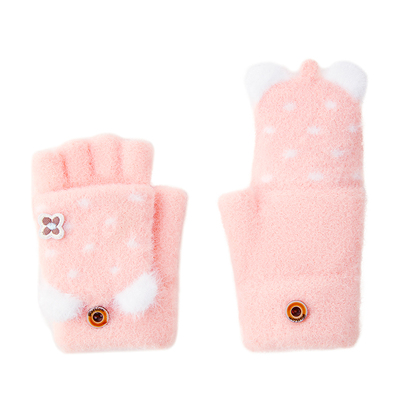 宝宝手套加绒小孩五指翻盖