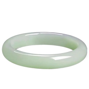 然和田玉手镯晴水湖水绿昆仑青白玉粗圆条藕粉羊脂白月光仿玉手镯