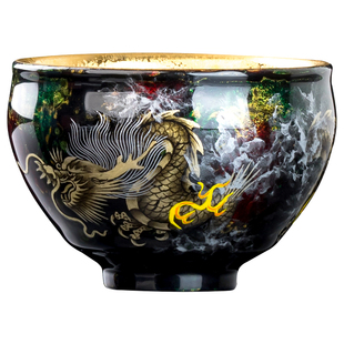 妙莲天香大师作品《龙行天下》非遗大漆主人杯高档陶瓷茶具喝茶杯