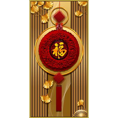 玄关画入户正对门新中式贴画墙贴