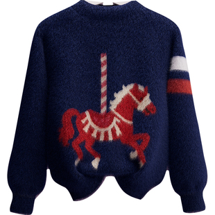 骑士男童水貂绒毛衣冬季新款2026马年本命年服儿童双面绒加厚上衣