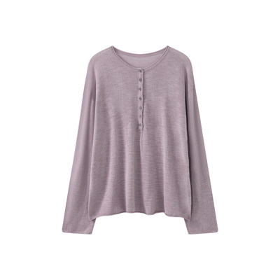 荒荒家半扣针织上衣2026春夏新款小心机微透设计慵懒套头罩衫女