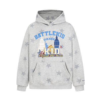 SREK新款美式复古帽衫星星字母连帽卫衣男女街头宽松百搭休闲上衣