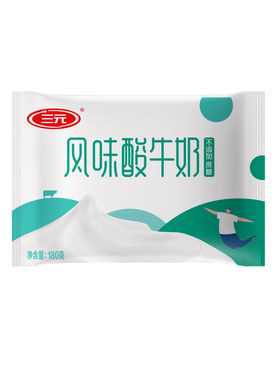 三元0蔗糖袋装风味酸奶