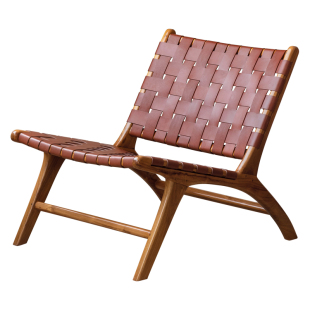 设计师沙发椅客厅实木真皮简约躺椅阳台北欧单人休闲复古网红椅子