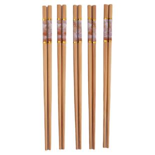 健康楠竹筷子家用5-10双装成人长防霉一人一筷防滑 家人竹木筷子