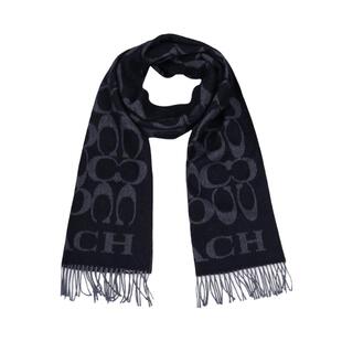 【店长推荐】COACH新款保暖女士长款羊毛羊绒流苏围巾围脖披肩