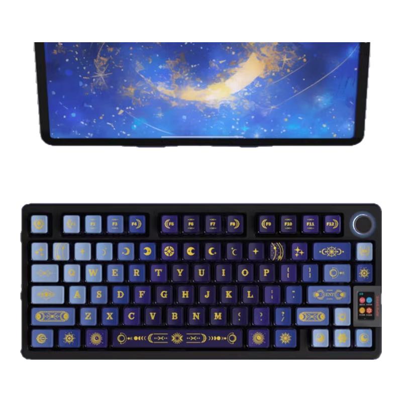 星空蓝色键帽四面透光pbt五面热升华键帽68/108键win60 hero68pro
