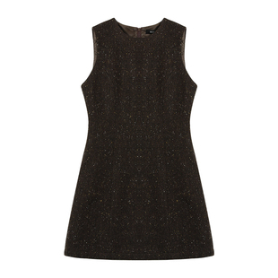 MULVAN  小香风羊毛无袖连衣裙女秋冬收腰显瘦内搭毛呢背心短裙