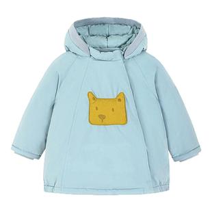 迷你巴拉男女童三防羽绒服宝宝鹅绒防风外套精灵帽冬