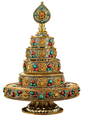 尼泊尔鎏金鎏银掐丝曼扎盘修盘