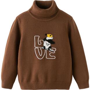 戴维贝拉儿童套头毛衣2026春季新款男童可机洗高领针织衫上衣童装