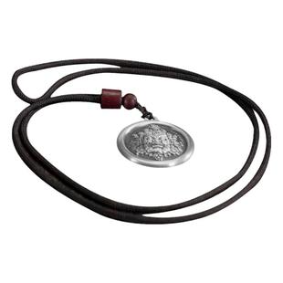 滇庆堂足银999实心黄财神吉言吊坠复古平安扣男女国潮转运吊牌