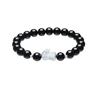 周六福元宝貔貅手串手链招财纳福S925银手饰新中式招财本命年礼物