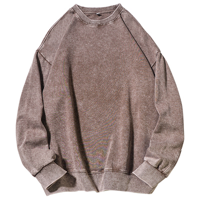 春秋季水洗做旧卫衣纯色上衣