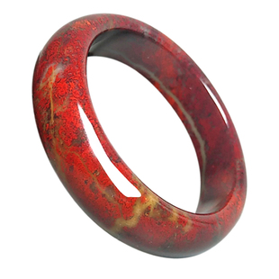 天然桂林鸡血玉手镯鸡血石镯子女款红色玉石飘花精品A货饰品保真