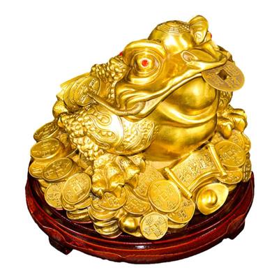 【送15个赠品】三足黄铜金蟾摆件