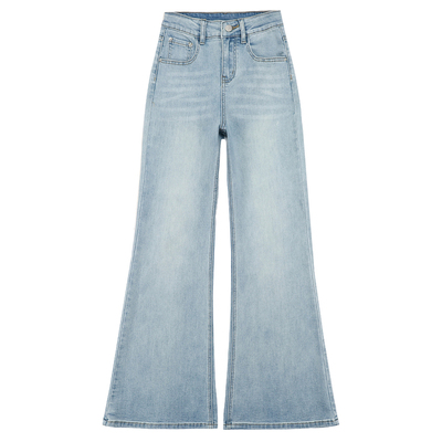 浅蓝色不贴腿弹力中低腰牛仔裤女2026春季新款宽松显瘦质感喇叭裤