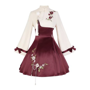 原创【山茶之约】中华风Lolita 长袖外套+jsk 立领绣花六片裁轻lo