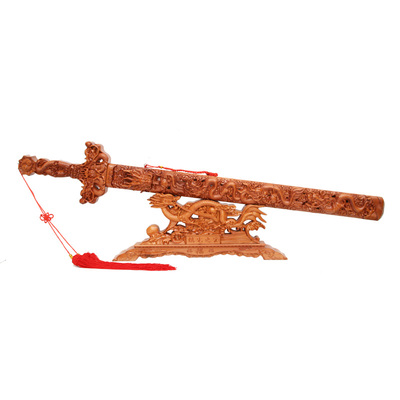 正宗山东肥城桃木剑东阳木雕桃木