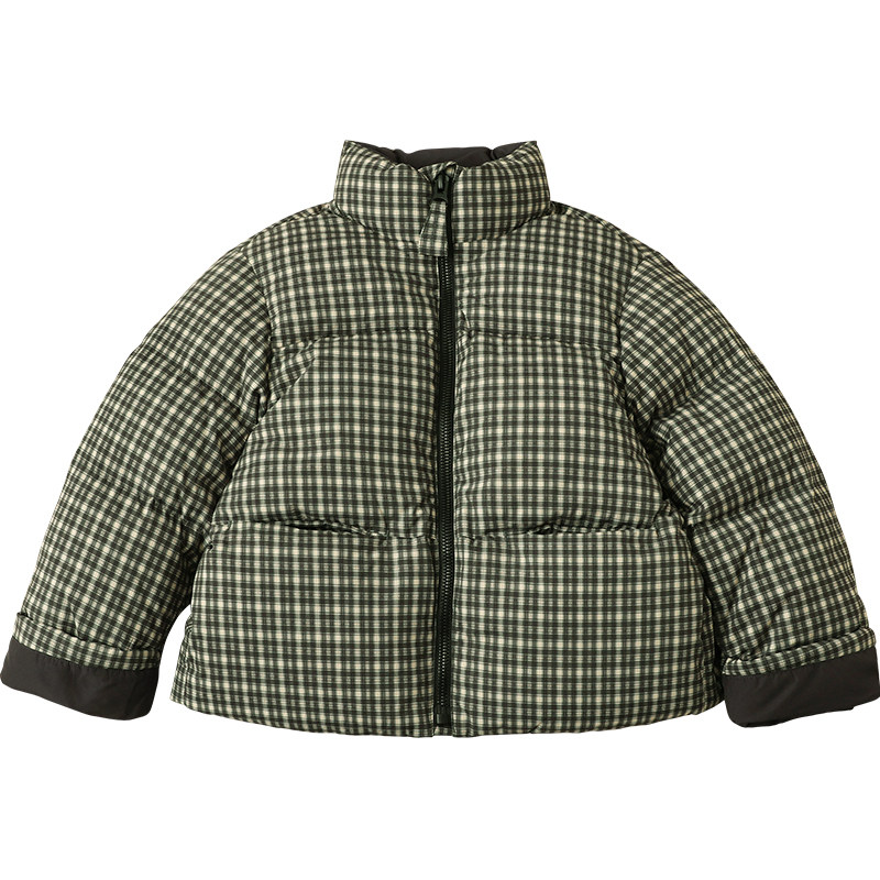 女童羽绒服短款2026冬季新款加厚格子儿童羽绒服中大童面包服5260