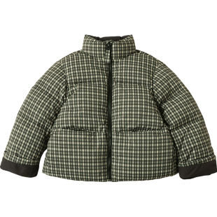 女童羽绒服短款2026冬季新款加厚格子儿童羽绒服中大童面包服5260