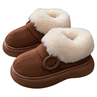 2025新款棉鞋女增高厚底外穿情侣加绒暖脚舒适防滑冬天休闲棉拖鞋