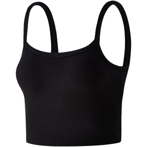 bra一体带胸垫大U露背辣妹短上衣女内衣螺纹棉衬衫搭美背吊带背心