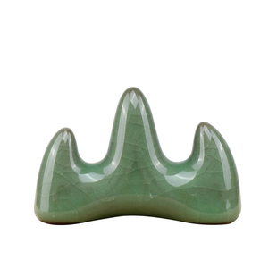 光祖龙泉青瓷笔山冰裂素面毛笔笔搁文房四宝小摆件古风搁笔架文房四宝笔墨纸砚学生儿童书法练习青瓷毛笔笔搁