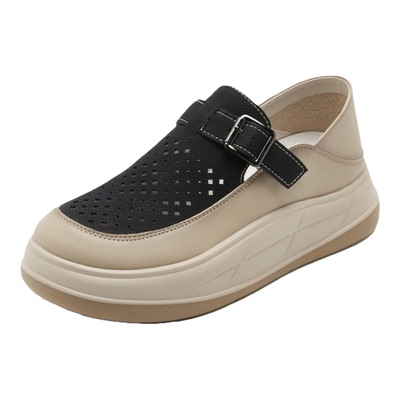 圆头凉鞋厚底增高镂空透气