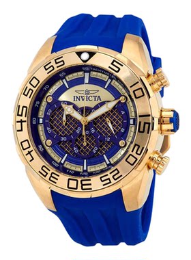 海外代购正品Invicta蓝色表盘硅胶男士夜光手表计时码表 26302