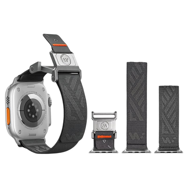 适用苹果ultra3手表2表带iwatch S10铠甲款11斜纹浮织磁吸扣尼龙腕表带applewatch S9运动S8智能7小众6创意