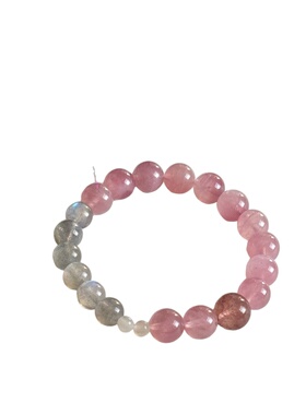 天然粉水晶手链月光石马粉手串