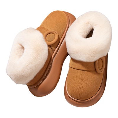 巨厚加绒外穿毛毛棉拖鞋厚底包跟
