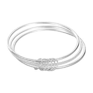 臻汇银三生三世实心纯银手镯足银999简约素圈三环银镯子生日礼物