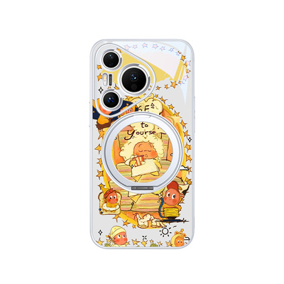 趣味卡通星星人手机壳磁吸带支架