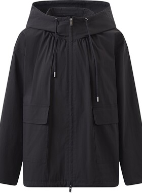 播26秋冬新品连帽领外套女轻户外休闲宽松简约上衣DDT4WD2030