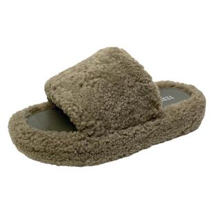 真皮羊羔毛毛拖鞋女2025秋冬保暖皮毛一体松糕厚底外穿一字拖凉鞋