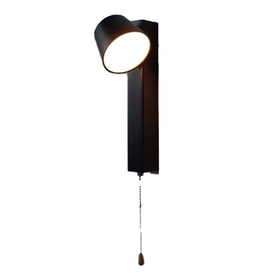 北欧led卧室床头阅读灯简约现代客厅书房自带拉线开关可旋转壁灯