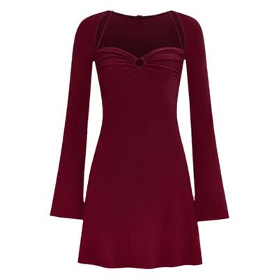 ITSNIKAR复古红色丝绒连衣裙