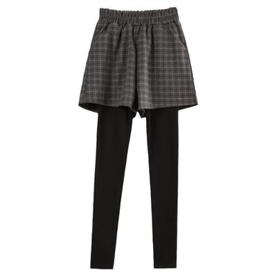 毛呢假两件秋冬加厚打底裤