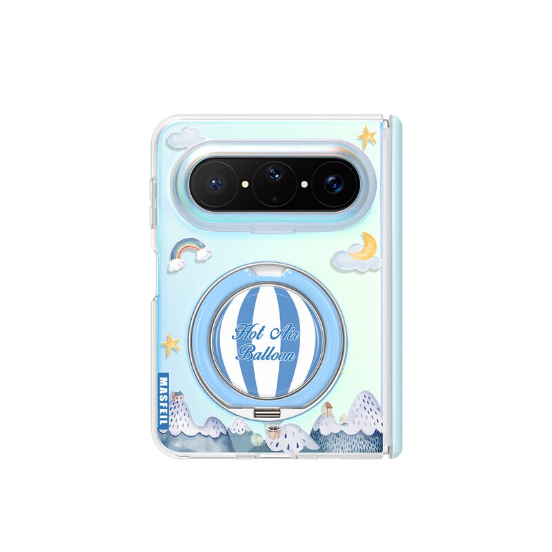 MASFEIL× 热气球环游适用华为PuraXMax手机壳带支架小折叠阔PURA典藏版HC全包高级保护套支点防摔可爱x2新款