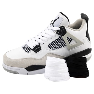 适配耐克AJ4白水泥白奥利奥篮球鞋男女扁平鞋带白色黑色 原装品质