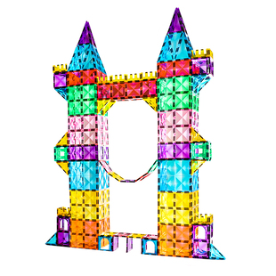 美乐童年儿童彩窗磁力片积木磁吸贴片方块益智3到6岁玩具新年礼物